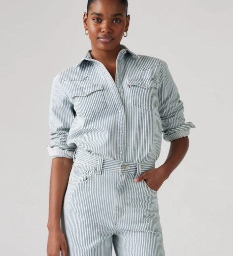 Женская джинсовая рубашка Levi's с принтом 1159857897 (Голубой XS)