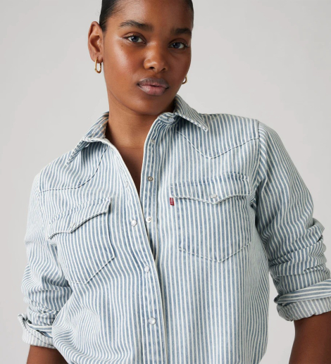 Женская джинсовая рубашка Levi's с принтом 1159857897 (Голубой XS)