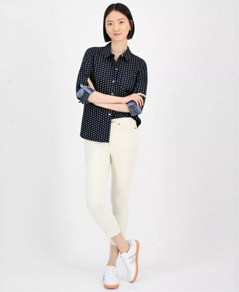 Женская рубашка Tommy Hilfiger с принтом 1159858572 (Синий L)