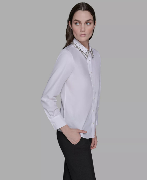 Жіноча сорочка Karl Lagerfeld зі стразами 1159861465 (Білий XL)
