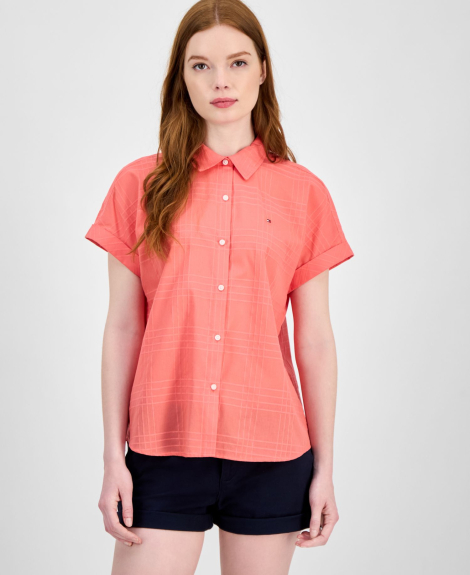 Женская рубашка с короткими рукавами Tommy Hilfiger 1159861706 (Оранжевый S)