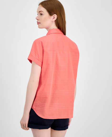 Женская рубашка с короткими рукавами Tommy Hilfiger 1159861706 (Оранжевый S)