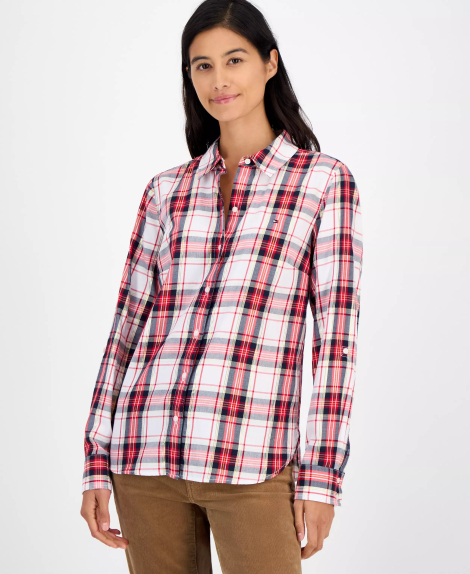 Женская рубашка Tommy Hilfiger с клетчатым принтом 1159862236 (Разные цвета XL)