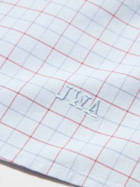 Укороченная рубашка свободного кроя JW ANDERSON UNIQLO в клетку 1159862424 (Голубой S)