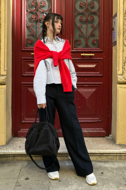 Укороченная рубашка свободного кроя JW ANDERSON UNIQLO в клетку 1159862424 (Голубой S)