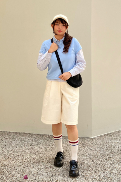 Укороченная рубашка свободного кроя JW ANDERSON UNIQLO в клетку 1159862424 (Голубой S)