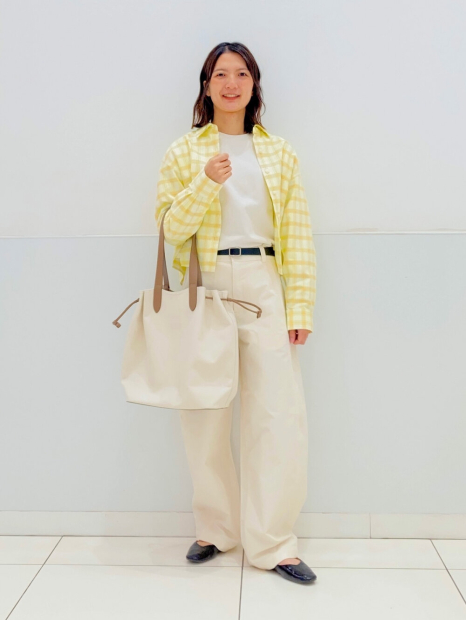 Укороченная рубашка свободного кроя JW ANDERSON UNIQLO в клетку 1159862429 (Желтый S)