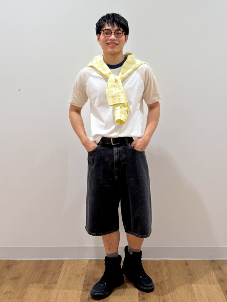 Укороченная рубашка свободного кроя JW ANDERSON UNIQLO в клетку 1159862429 (Желтый S)