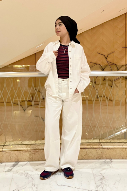 Джинсовая рубашка UNIQLO свободного кроя 1159862567 (Белый XXL)