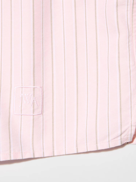 Укороченная рубашка свободного кроя JW Anderson Uniqlo в полоску 1159863176 (Розовый XL)