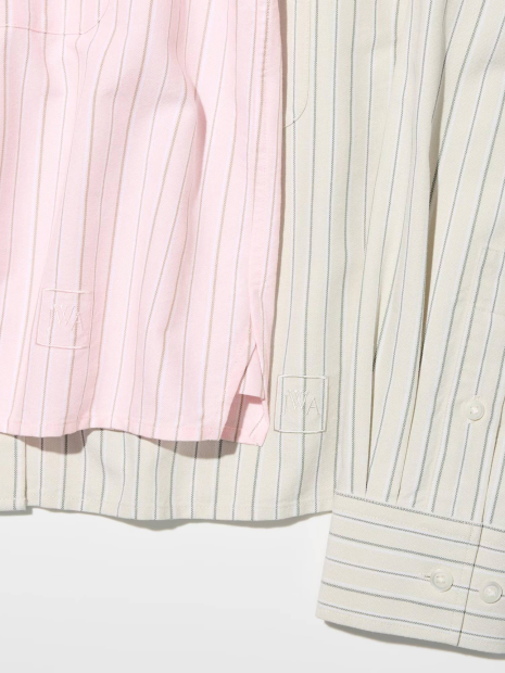 Укороченная рубашка свободного кроя JW Anderson Uniqlo в полоску 1159863176 (Розовый XL)