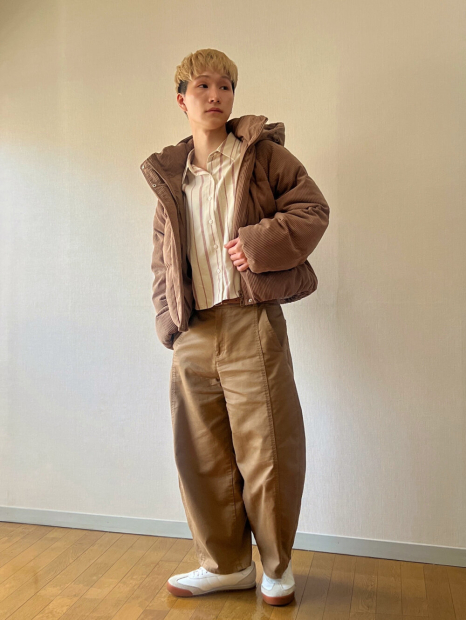 Укороченная рубашка свободного кроя JW Anderson Uniqlo в полоску 1159863184 (Бежевый XXL)