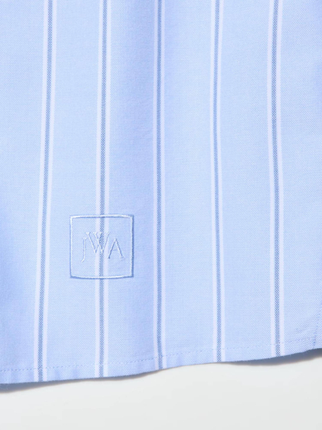 Укороченная рубашка свободного кроя JW Anderson Uniqlo в полоску 1159863185 (Голубой XL)