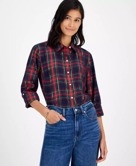 Женская рубашка Tommy Hilfiger с клетчатым принтом 1159863428 (Разные цвета XL)
