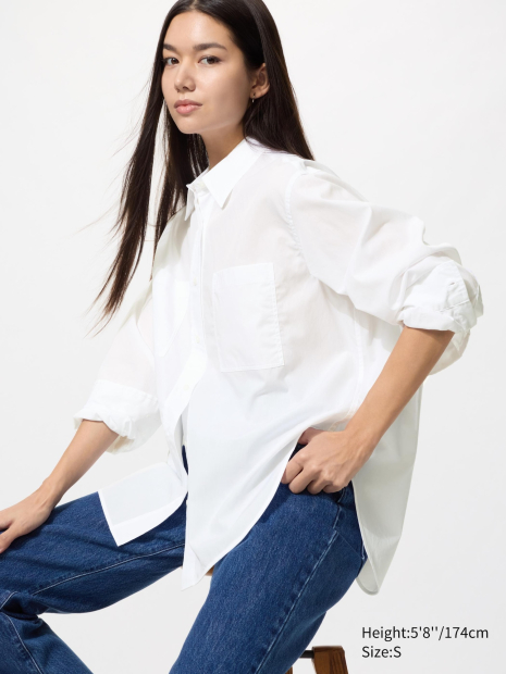Рубашка оверсайз Uniqlo 1159864379 (Белый M)