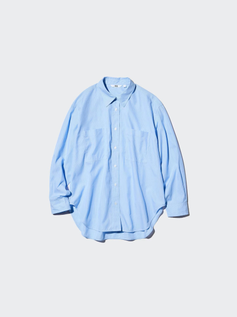 Рубашка оверсайз Uniqlo в полоску 1159864404 (Голубой L)
