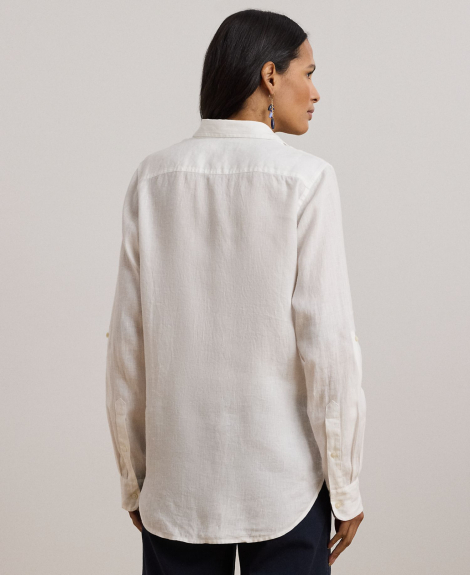 Льняная рубашка Lauren Ralph Lauren 1159865063 (Белый M)