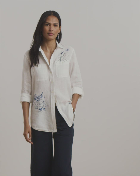 Льняная рубашка Lauren Ralph Lauren 1159865063 (Белый M)