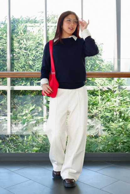 Укороченная рубашка свободного кроя JW Anderson Uniqlo в полоску 1159923002 (Бежевый XL)