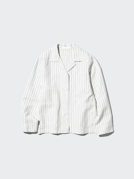 Жіночий піджак Uniqlo із суміші бавовни та льону 1159977359 (Білий M)