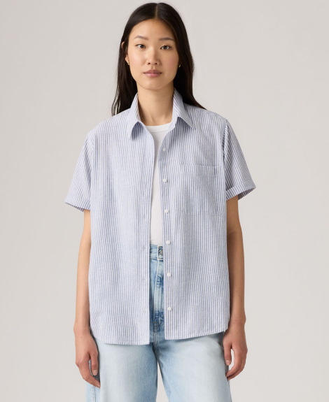 Женская рубашка Levi's с коротким рукавом 1160025631 (Белый/Голубой L)