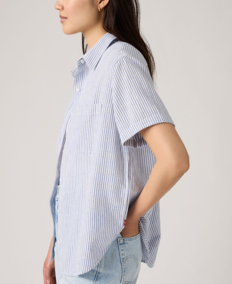 Женская рубашка Levi's с коротким рукавом 1160025631 (Белый/Голубой L)