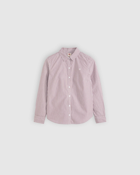 Женская хлопковая рубашка Levi's в полоску 1160620513 (Белый/Коричневый XS)