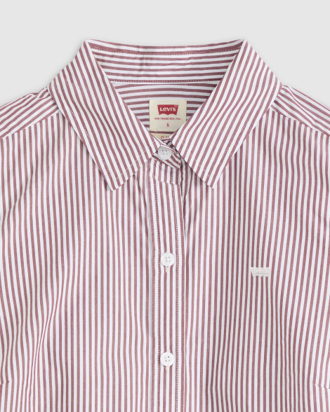 Женская хлопковая рубашка Levi's в полоску 1160620513 (Белый/Коричневый XS)