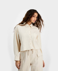 Жіноча укорочена сорочка DKNY із суміші льону 1159839056 (Молочний M)