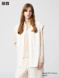 Женская легкая рубашка Uniqlo без рукавов 1159839838 (Молочный S)
