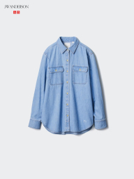 Джинсовая рубашка-оверсайз на пуговицах Uniqlo JW Anderson 1159845115 (Голубой L)