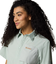 Женская рубашка с коротким рукавом Columbia с защитой UPF 50 1159852089 (Зеленый L)