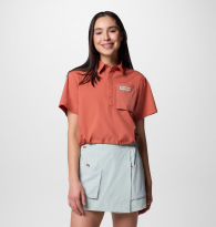 Женская рубашка с коротким рукавом Columbia с защитой UPF 50 1159852247 (Оранжевый L)