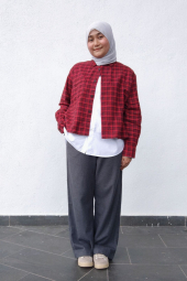 Фланелевая рубашка Uniqlo в клетку 1159852572 (Красный S)