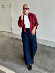 Фланелевая рубашка Uniqlo в клетку 1159852572 (Красный S)