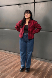 Фланелевая рубашка Uniqlo в клетку 1159852572 (Красный S)