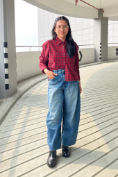 Фланелевая рубашка Uniqlo в клетку 1159852572 (Красный S)