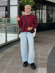 Фланелевая рубашка Uniqlo в клетку 1159852572 (Красный S)