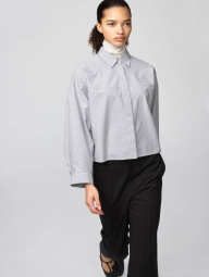 Хлопковая рубашка UNIQLO в полоску 1159853272 (Серый XL)