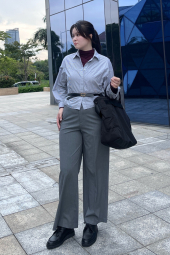 Хлопковая рубашка UNIQLO в полоску 1159853272 (Серый XL)