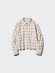 Фланелевая рубашка Uniqlo в клетку 1159854248 (Молочный M)