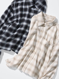 Фланелевая рубашка Uniqlo в клетку 1159854248 (Молочный M)