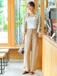 Фланелевая рубашка Uniqlo в клетку 1159854248 (Молочный M)