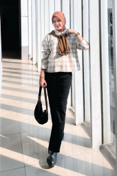 Фланелевая рубашка Uniqlo в клетку 1159854248 (Молочный M)