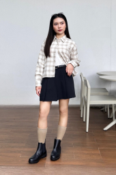 Фланелевая рубашка Uniqlo в клетку 1159854248 (Молочный M)