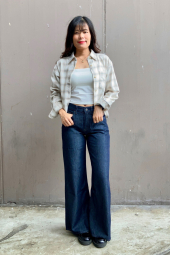 Фланелевая рубашка Uniqlo в клетку 1159854248 (Молочный M)