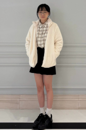 Фланелевая рубашка Uniqlo в клетку 1159854248 (Молочный M)