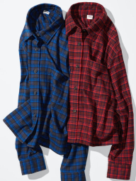 Фланелевая рубашка Uniqlo в клетку 1159854263 (Синий S)