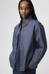 Хлопковая рубашка UNIQLO 1159854428 (Синий M)