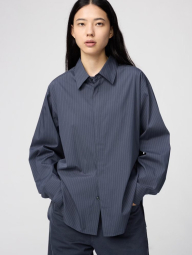 Рубашка UNIQLO в полоску 1159854439 (Синий M)